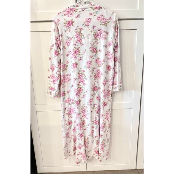 Charter Club Intimates Nightgown & Robe SET Women's M Pajamas Pink Floral Zipper - Picture 8 of 14